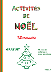 Cahier de vacances de Noël à imprimer pour enfants de maternelle